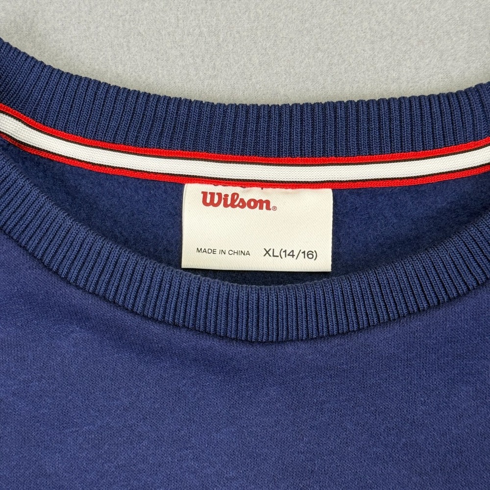 Wilson Crew Neck Youth Girls Sweatshirt Sz XL (14/16) Navy Retro Sport Soft NWT - Picture 4 of 14